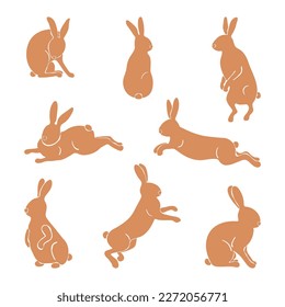 Set of different rabbit silhouettes