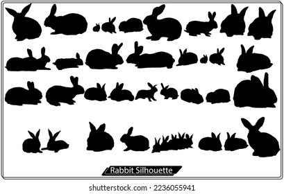 Set of different rabbits silhouettes for design use.