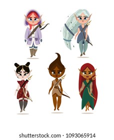 Set of different race elf girls/ character design