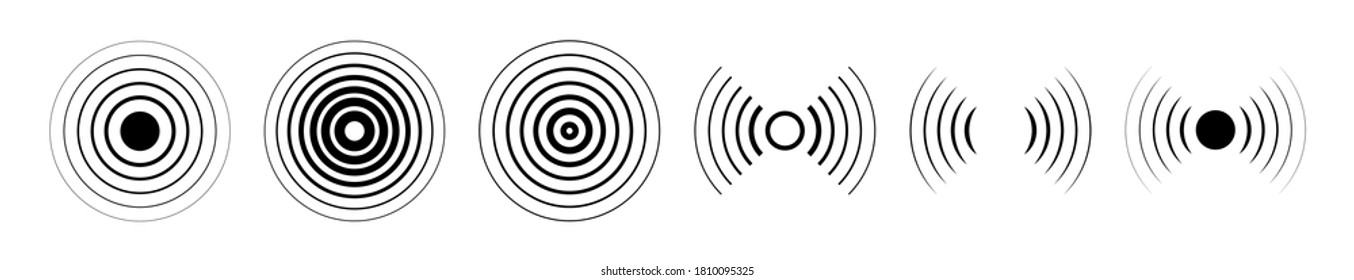 Set of different radar icons. Signal icon vector. Sound waves. Vector illustration eps10.