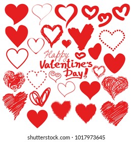 Set of different red hearts 