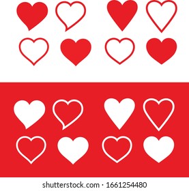 Set Different Red Hearts Stock Vector (Royalty Free) 1661254480 ...