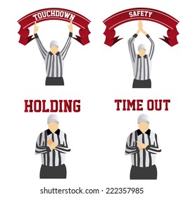 a set of different referee signals on a white background