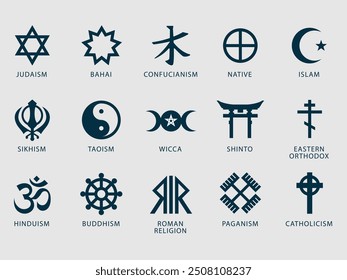 set of different religious symbols