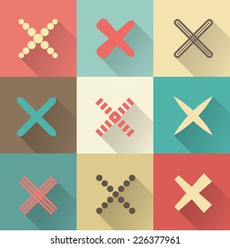 Set of different retro vector crosses