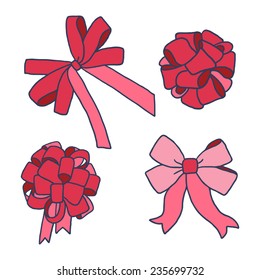 set of different ribbons and bows