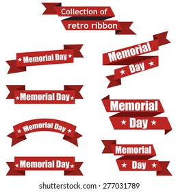 Set of different ribbons for memorial day america