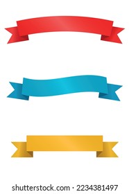 Set of Different Ribbons Models Isolated. Red, Blue and Yellow Vector Illustration.