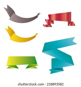 a set of different ribbons on a white background