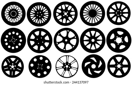 set of different rims isolated