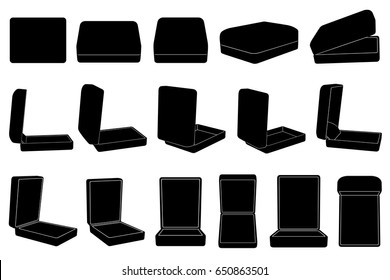 Set of different ring boxes isolated on white