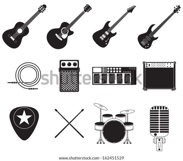 Set Different Rock Music Equipment Stock Vector (Royalty Free) 162451529 Shutterstock