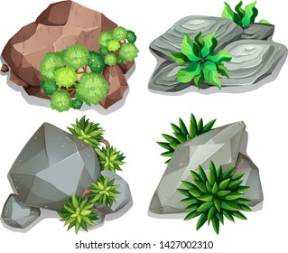 Set of different rocks illustration