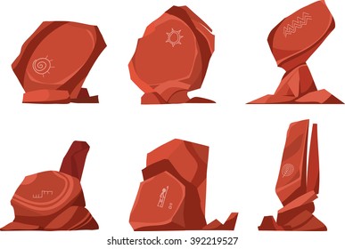The set of the different rocks on a white background.