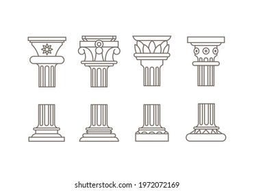 set of different roman coloumn icons vector
