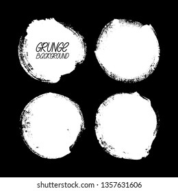 Set of different round brush strokes. Hand-drawn illustration
