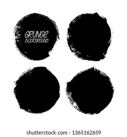 Set of different round brush strokes. Hand-drawn illustration