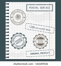 Set of different rubber stamps. Can be used for design and scrapbook. Vector illustration.