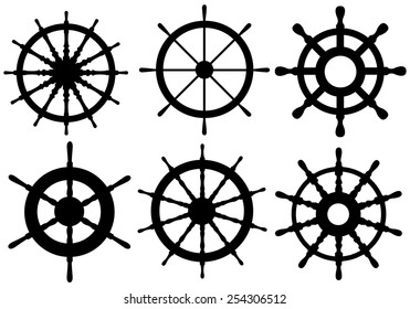 set of different rudders isolated