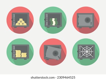 Set of different safes. Vector illustration.
