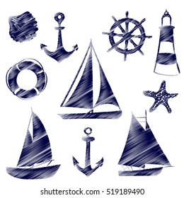 Set of different sailing ships icon