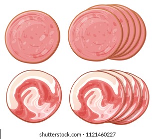 Set of different salami illustration