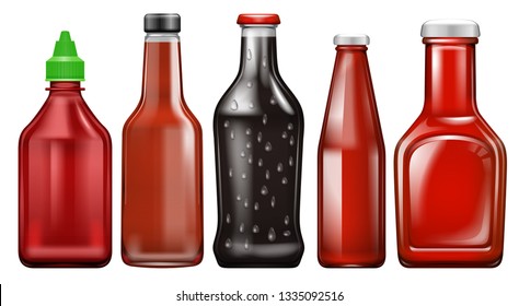 Set of different sauce bottle illustration