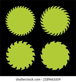 Conjunto de hojas de sierra diferentes, para máquinas de carpintería, ilustración circular, vectorial