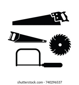 A set of different saw icons in vector format.