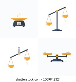 A set of different scales in a flat style. Vector illustration. Line design.