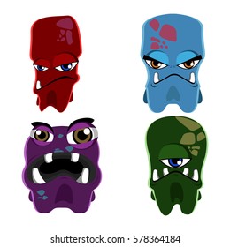 Set of different scary monsters, Vector illustration
