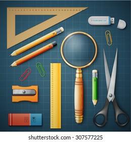 Set with different school supplies. eps10 vector illustration