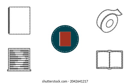 Set of different school supply icons