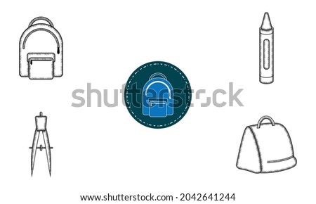 Set of different school supply icons