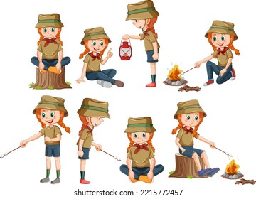 Set of different scout kids illustration