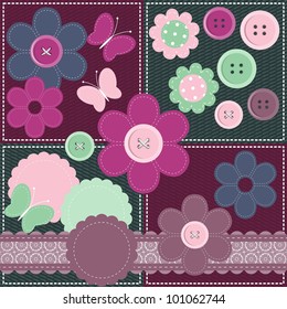 set with different scrapbook objects