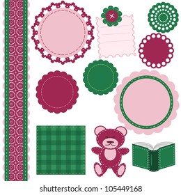 set of different scrapbook objects