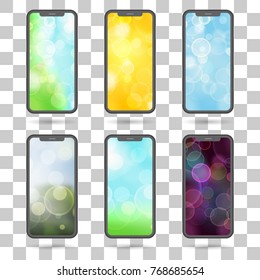 set of different screens for mobile phones -  flat vector illustration