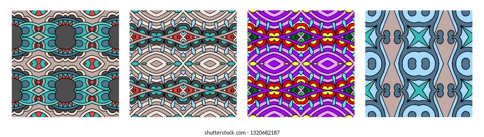 set of  different seamless colored vintage geometric pattern, texture for wallpaper, web page background, fabric and wrapping paper design
