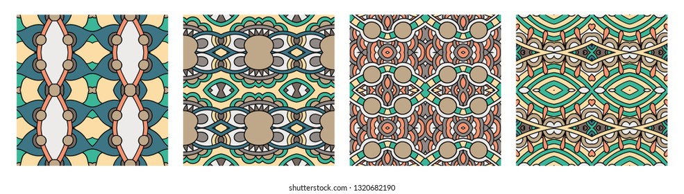 set of  different seamless colored vintage geometric pattern, texture for wallpaper, web page background, fabric and wrapping paper design