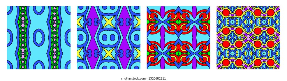 set of  different seamless colored vintage geometric pattern, texture for wallpaper, web page background, fabric and wrapping paper design