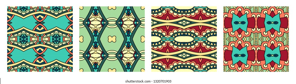 set of  different seamless colored vintage geometric pattern, texture for wallpaper, web page background, fabric and wrapping paper design