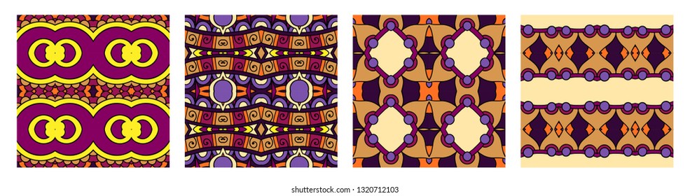 set of  different seamless colored vintage geometric pattern, texture for wallpaper, web page background, fabric and wrapping paper design