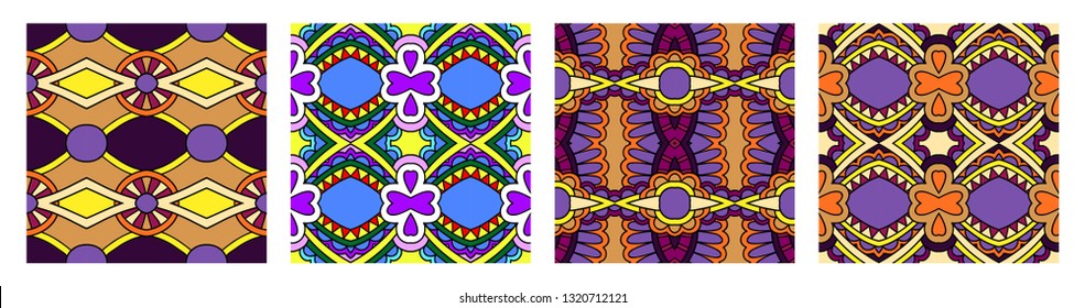 set of  different seamless colored vintage geometric pattern, texture for wallpaper, web page background, fabric and wrapping paper design