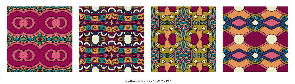 set of  different seamless colored vintage geometric pattern, texture for wallpaper, web page background, fabric and wrapping paper design