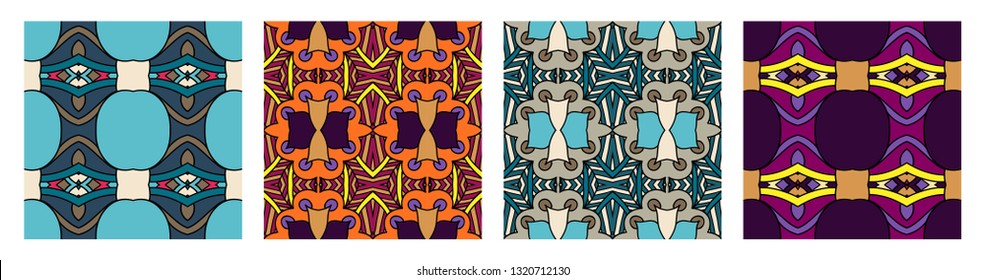 set of  different seamless colored vintage geometric pattern, texture for wallpaper, web page background, fabric and wrapping paper design
