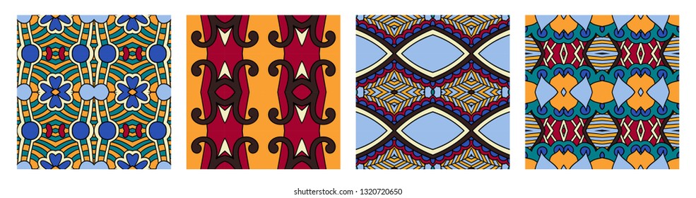 set of  different seamless colored vintage geometric pattern, texture for wallpaper, web page background, fabric and wrapping paper design