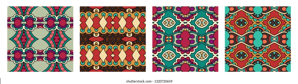 set of  different seamless colored vintage geometric pattern, texture for wallpaper, web page background, fabric and wrapping paper design