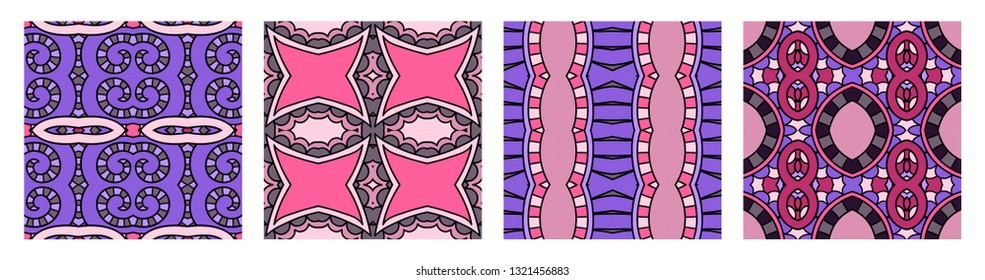 set of different seamless colored vintage geometric pattern, texture for wallpaper, web page background, fabric and wrapping paper design
