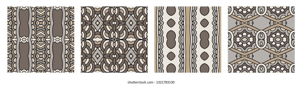 set of different seamless colored vintage geometric pattern, texture for wallpaper, web page background, fabric and wrapping paper design
